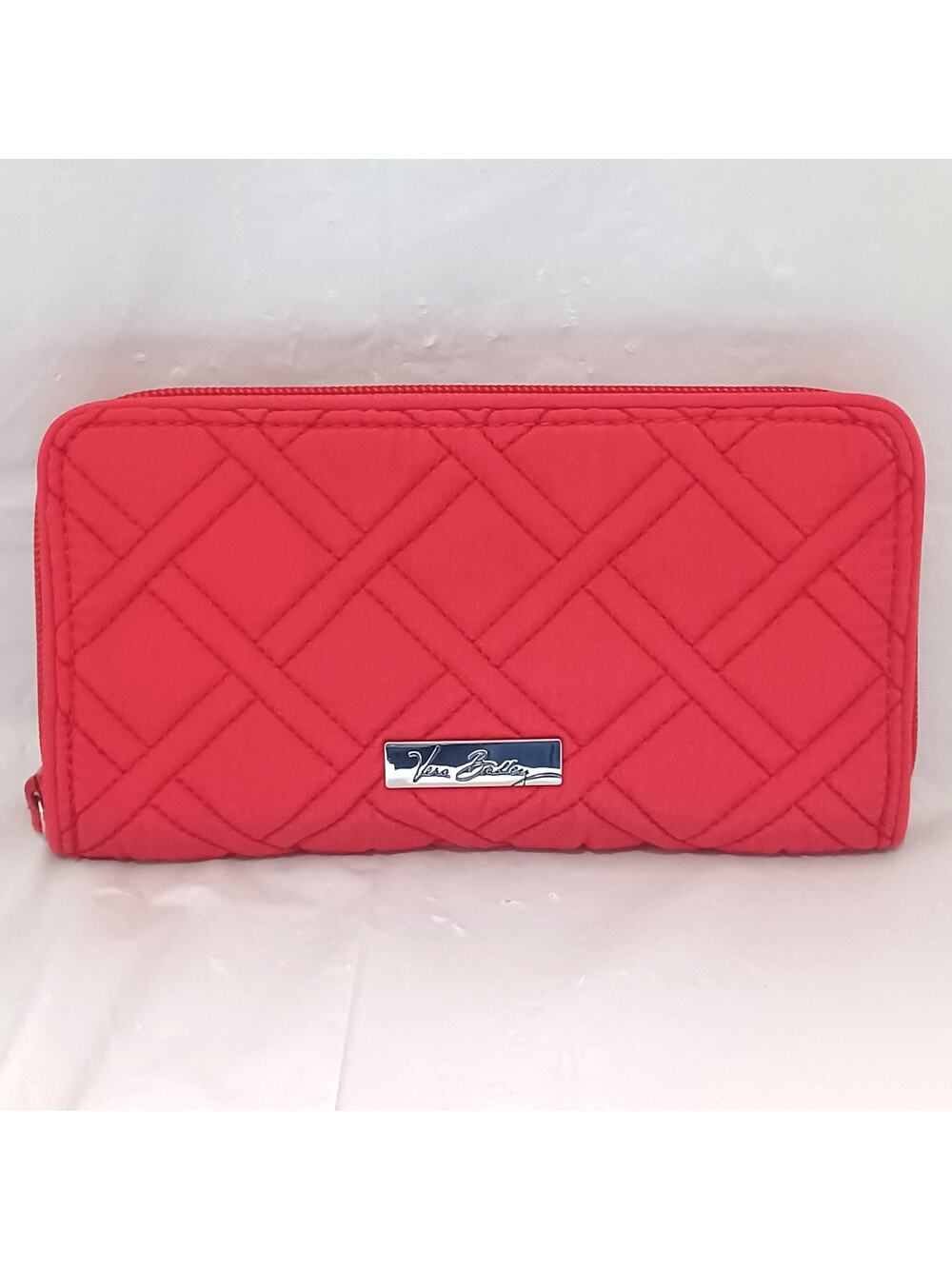 Vera Bradley Quilted Microfiber Zip Around Accordion Wallet Coral